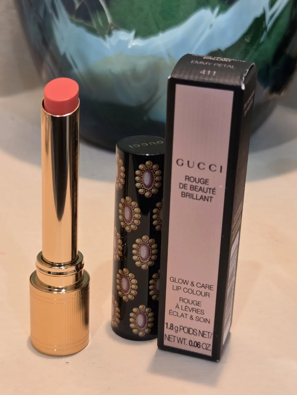 Gucci Rouge de Beauté Brillant Mini Lipstick 411 Emmy Petal 1.8g New in Box